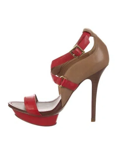 Pre-owned Tory Burch Leather Slingback Sandals In Multi