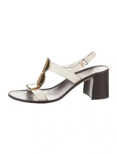 Pre-owned Tory Burch Leather Slingback Sandals In Neutral