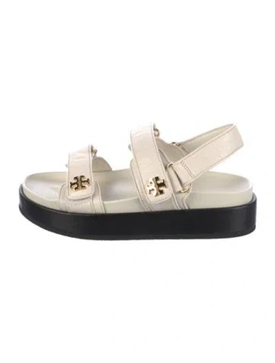 Pre-owned Tory Burch Leather Slingback Sandals In Neutral