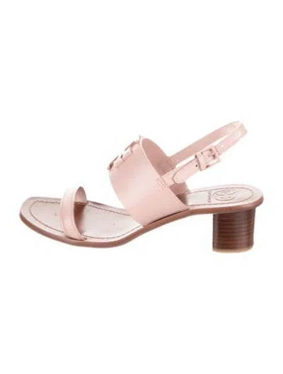 Pre-owned Tory Burch Leather Slingback Sandals In Pink