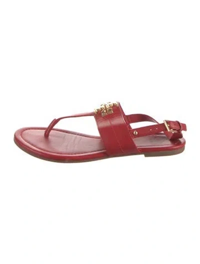 Pre-owned Tory Burch Leather Slingback Sandals In Red