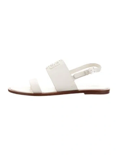 Pre-owned Tory Burch Leather Slingback Sandals In White