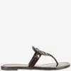 Tory Burch Leather Slip On Sandals In Brown