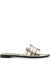 Tory Burch Ines Metallic Flat Slides In Gold
