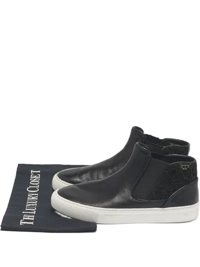 Pre-owned Tory Burch Leather Sneakers In Black