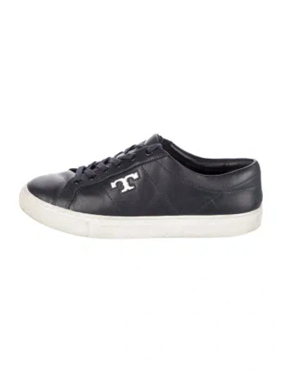 Pre-owned Tory Burch Leather Sneakers In Black