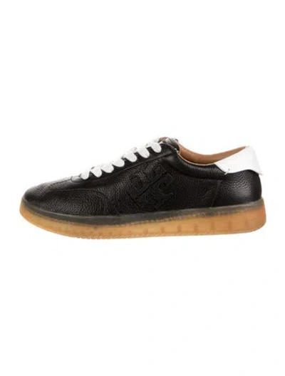 Pre-owned Tory Burch Leather Sneakers In Black