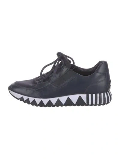 Pre-owned Tory Burch Leather Sneakers In Blue