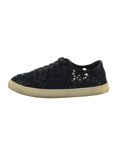 Pre-owned Tory Burch Leather Sneakers In Blue