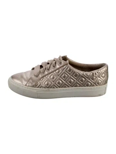 Pre-owned Tory Burch Leather Sneakers In Gold