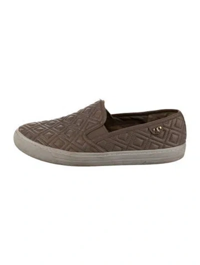 Pre-owned Tory Burch Leather Sneakers In Gray