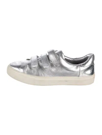 Pre-owned Tory Burch Leather Sneakers In Metallic/silver