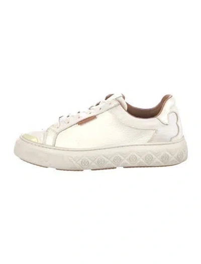 Pre-owned Tory Burch Leather Sneakers In White