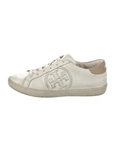 Pre-owned Tory Burch Leather Sneakers In White