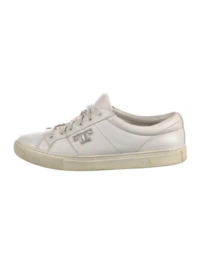 Pre-owned Tory Burch Leather Sneakers In White