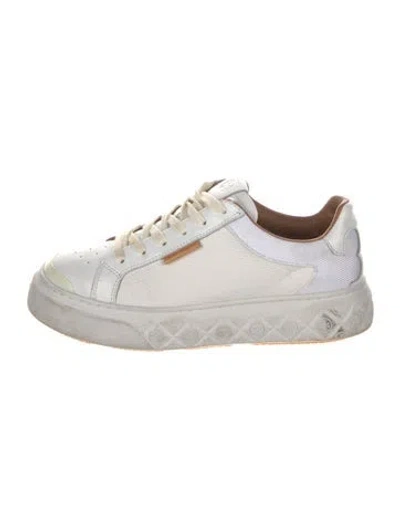 Pre-owned Tory Burch Leather Sneakers In White
