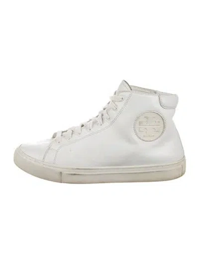 Pre-owned Tory Burch Leather Sneakers In White