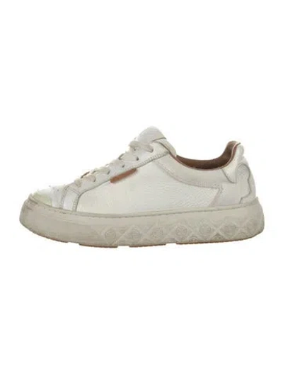 Pre-owned Tory Burch Leather Sneakers In White