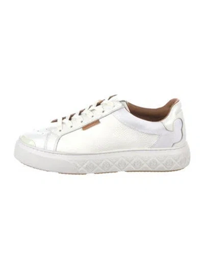Pre-owned Tory Burch Leather Sneakers In White