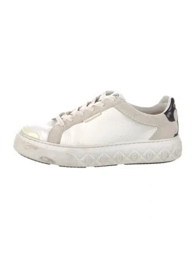 Pre-owned Tory Burch Leather Sneakers In White