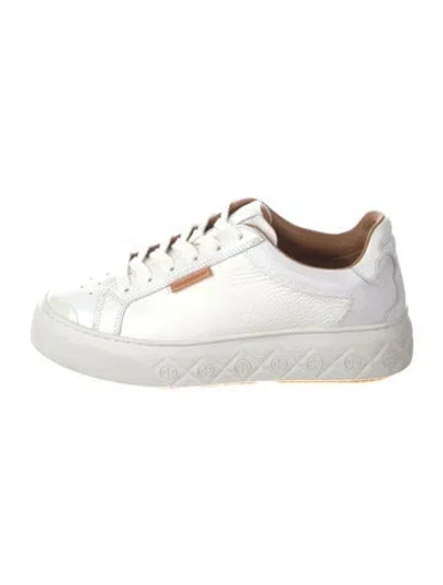 Pre-owned Tory Burch Leather Sneakers In White