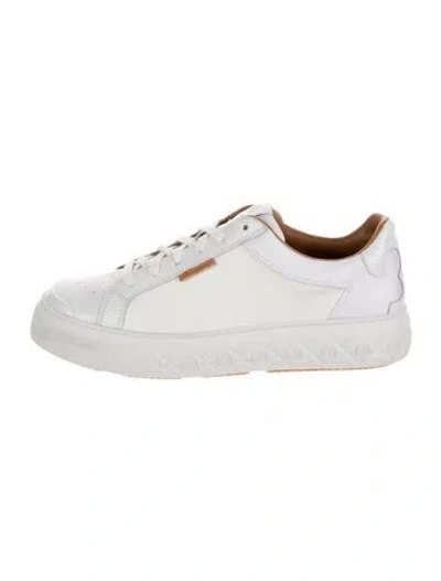 Pre-owned Tory Burch Leather Sneakers In White