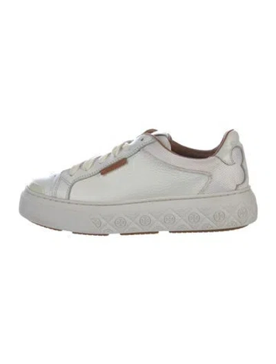 Pre-owned Tory Burch Leather Sneakers In White