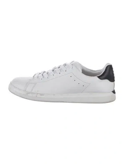 Pre-owned Tory Burch Leather Sneakers In White