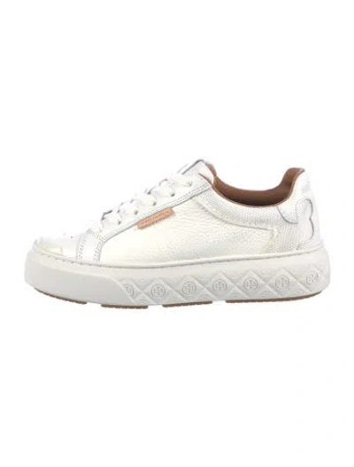 Pre-owned Tory Burch Leather Sneakers In White