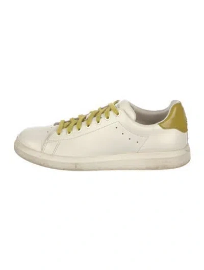 Pre-owned Tory Burch Leather Sneakers In White