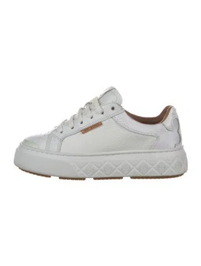 Pre-owned Tory Burch Leather Sneakers In White