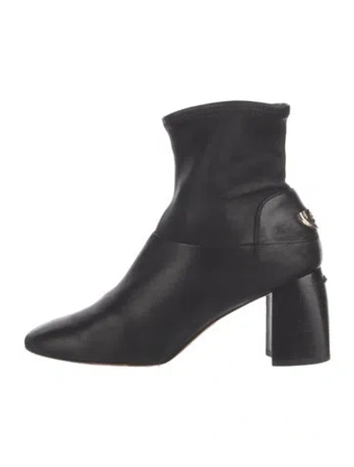 Pre-owned Tory Burch Leather Sock Boots In Black