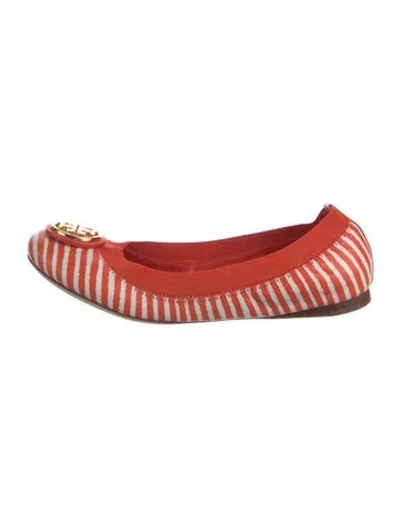 Pre-owned Tory Burch Leather Striped Ballet Flats In Multi