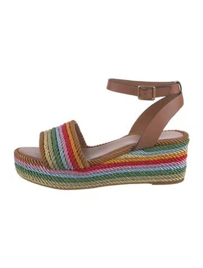Pre-owned Tory Burch Leather Striped Espadrilles In Multi
