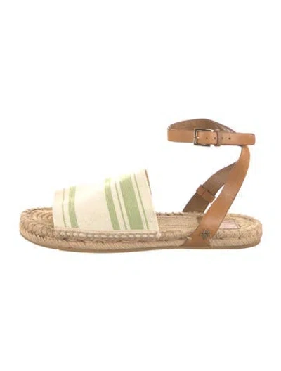 Pre-owned Tory Burch Leather Striped Espadrilles In Neutral