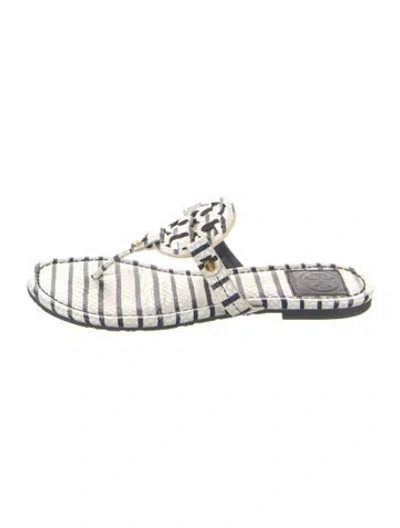 Pre-owned Tory Burch Leather Striped Flip Flops In Multi