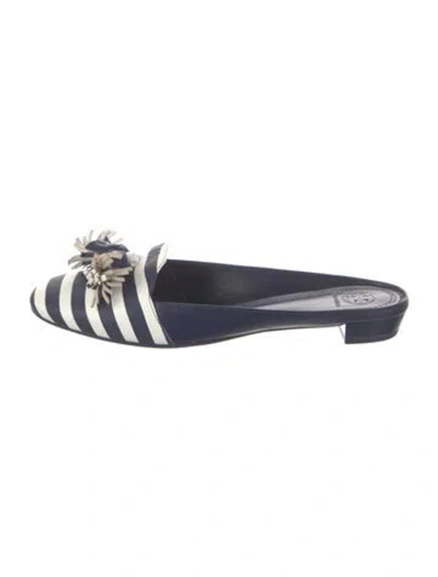 Pre-owned Tory Burch Leather Striped Mules In Multi