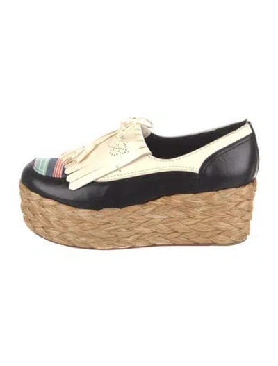 Pre-owned Tory Burch Leather Striped Pumps In Blue