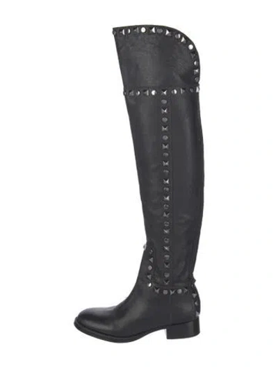 Pre-owned Tory Burch Leather Studded Accents Boots In Black
