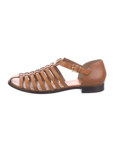 Pre-owned Tory Burch Leather Studded Accents Gladiator Sandals In Neutral
