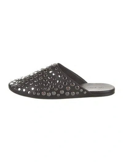 Pre-owned Tory Burch Leather Studded Accents Mules In Black