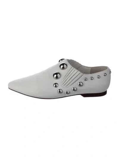 Pre-owned Tory Burch Leather Studded Accents Oxfords In Gray