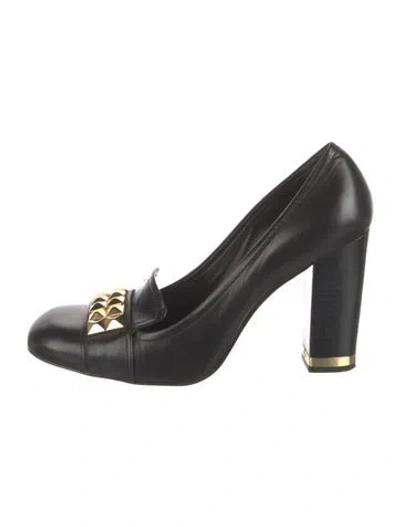 Pre-owned Tory Burch Leather Studded Accents Pumps In Black