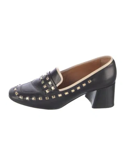 Pre-owned Tory Burch Leather Studded Accents Pumps In Black