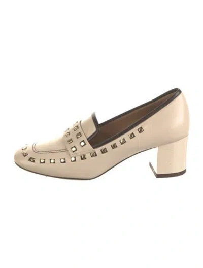 Pre-owned Tory Burch Leather Studded Accents Pumps In Neutral