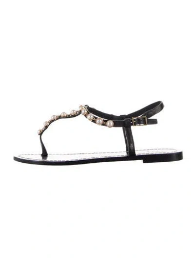 Pre-owned Tory Burch Leather Studded Accents Sandals In Black