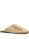 Tory Burch Leather Studded Flat Mules In Brown