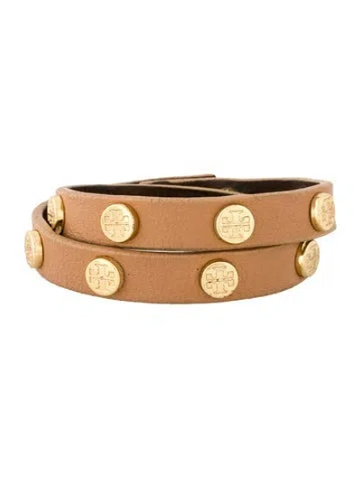 Pre-owned Tory Burch Leather Studded Wrap Bracelet In Multi