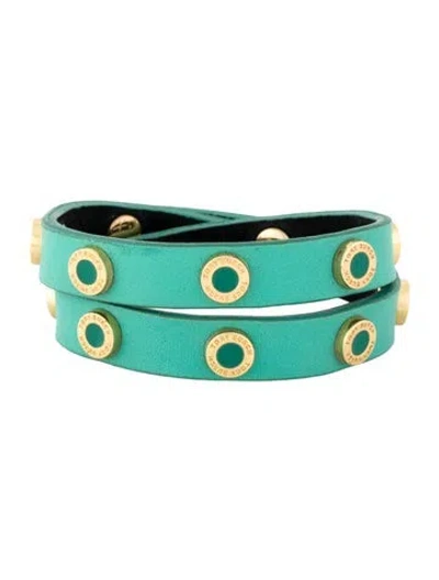 Pre-owned Tory Burch Leather Studded Wrap Bracelet In Multi