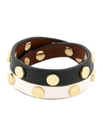 Pre-owned Tory Burch Leather Studded Wrap Bracelet In Multi